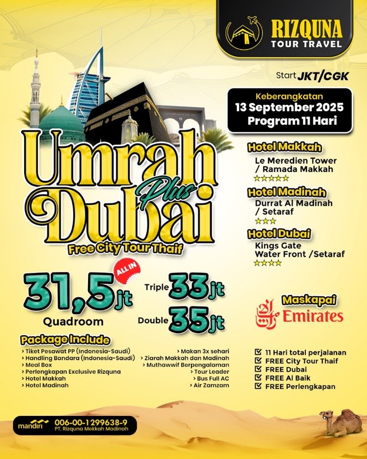 Umrah Plus Dubai + Thaif