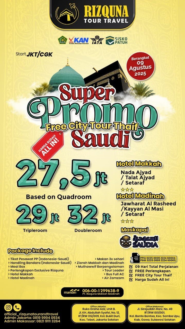 Super Promo Umroh 09AGS2025+Thaif