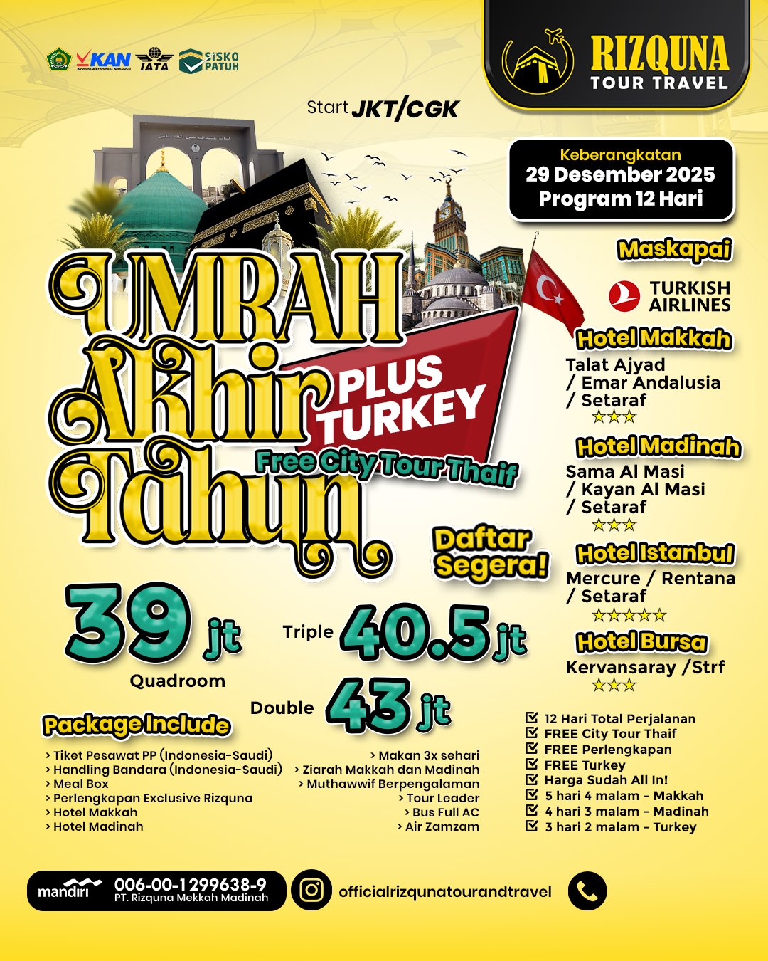 Umrah Plus Turkey Thaif Akhir Tahun