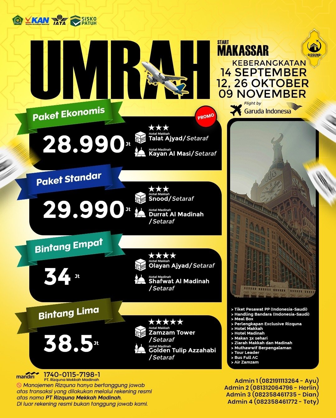 Umrah SEP-NOV Starting Makassar